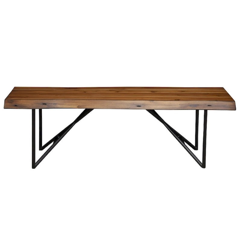 HomeRoots 55  Brown and Black Solid Wood Dining Bench - 55
