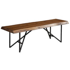 HomeRoots 55  Brown and Black Solid Wood Dining Bench - 55