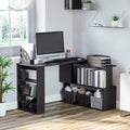 Modern L Shaped Computer Desk with 360 Rotating Support and Built In Shelves for Home Office or Bedroom