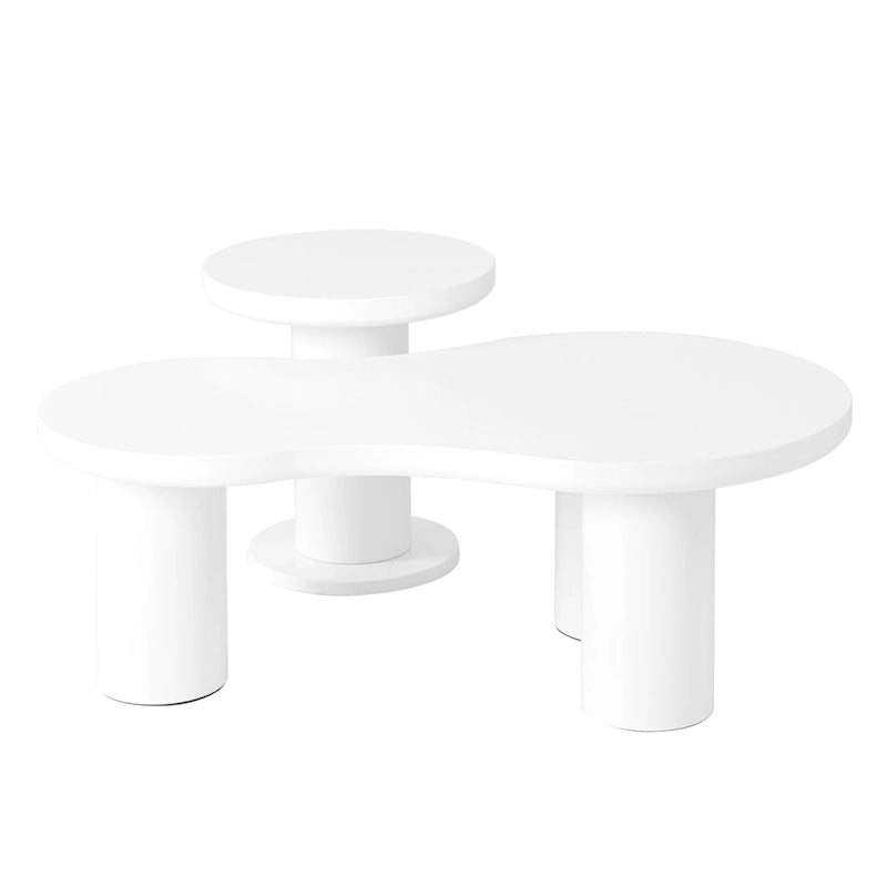 Set of 2 Nesting Cloud Coffee Table with Round Small Side Table