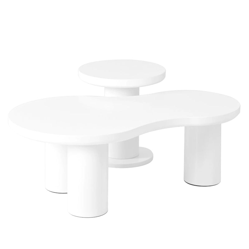Set of 2 Nesting Cloud Coffee Table with Round Small Side Table