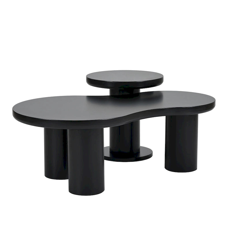 Set of 2 Nesting Cloud Coffee Table with Round Small Side Table