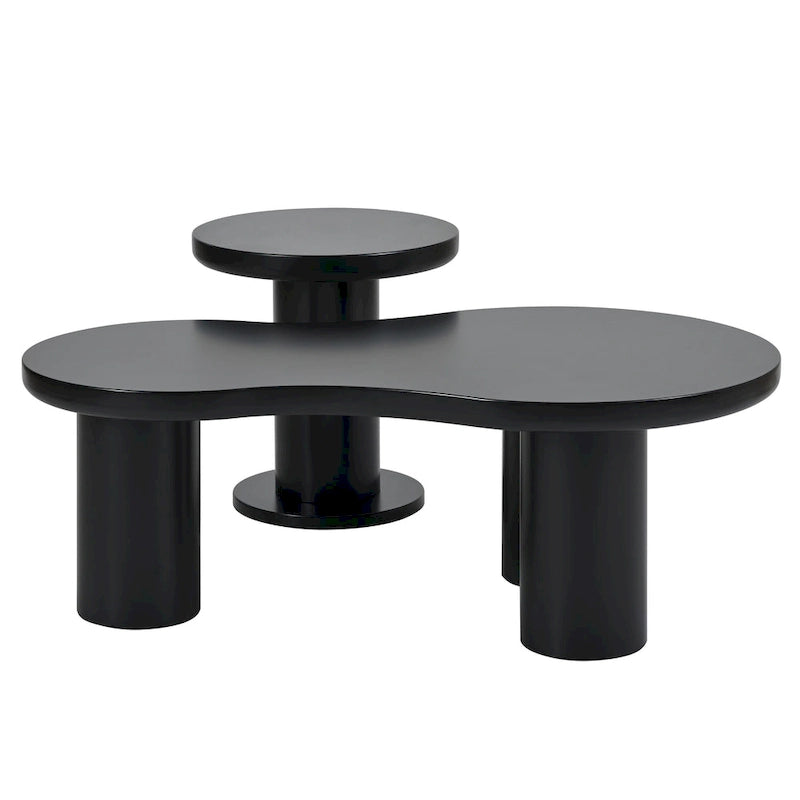 Set of 2 Nesting Cloud Coffee Table with Round Small Side Table