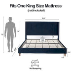 Upholstered King Bed Features a 54  High Headboard w/Buttoned Tuft