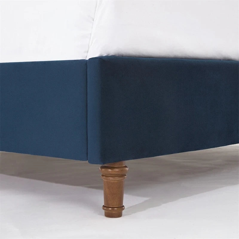 Upholstered King Bed Features a 54  High Headboard w/Buttoned Tuft