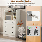 Gymax 3-Drawer Dresser 44  Tall Wood Storage Organizer Chest w/ 2