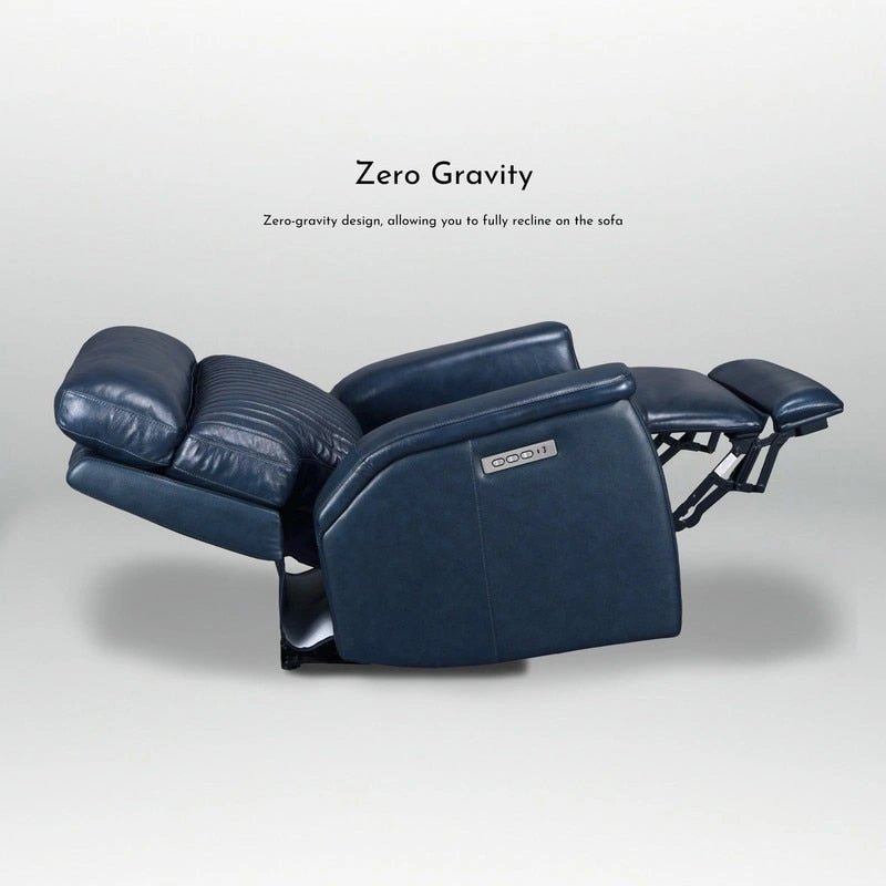 105  W Genuine Leather Power Reclining Sectional and Recliner Sofa Set with USB&USB-C Port, 2 Stationary Armlesschairs