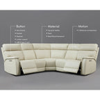 105  W Genuine Leather Power Reclining Sectional and Recliner Sofa Set with USB&USB-C Port, 2 Stationary Armlesschairs