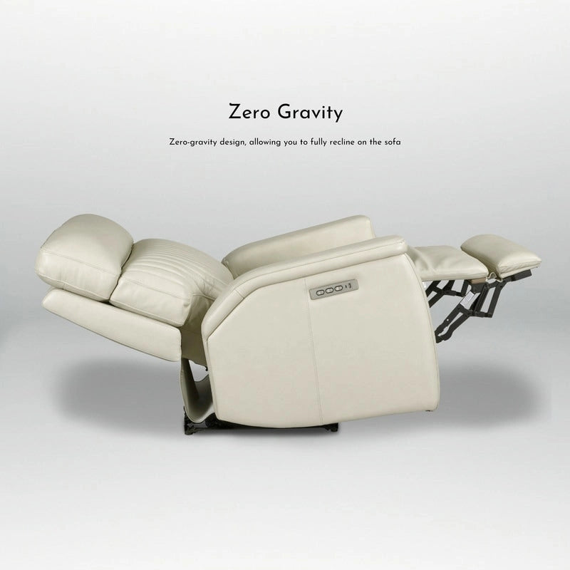 105  W Genuine Leather Power Reclining Sectional and Recliner Sofa Set with USB&USB-C Port, 2 Stationary Armlesschairs