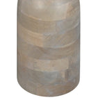 Tia 12 Inch Round Side End Table, Turned Pedestal Base, Beige Mango Wood in Natural Brown Finish