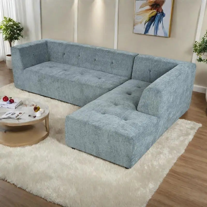 112.2  Chenille Modular L-Shaped Sofa Bed with Free Combination Design and No-Assembly Required