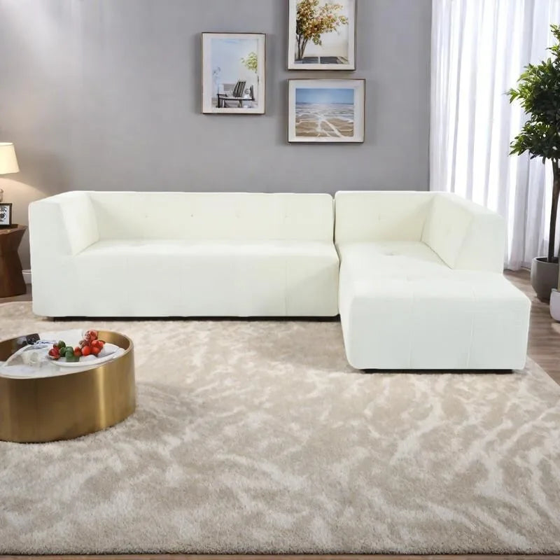 112.2  Chenille Modular L-Shaped Sofa Bed with Free Combination Design and No-Assembly Required