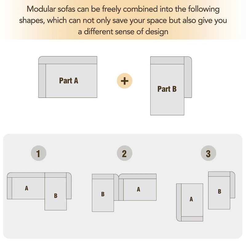 112.2  Chenille Modular L-Shaped Sofa Bed with Free Combination Design and No-Assembly Required