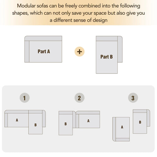 112.2  Chenille Modular L-Shaped Sofa Bed with Free Combination Design and No-Assembly Required