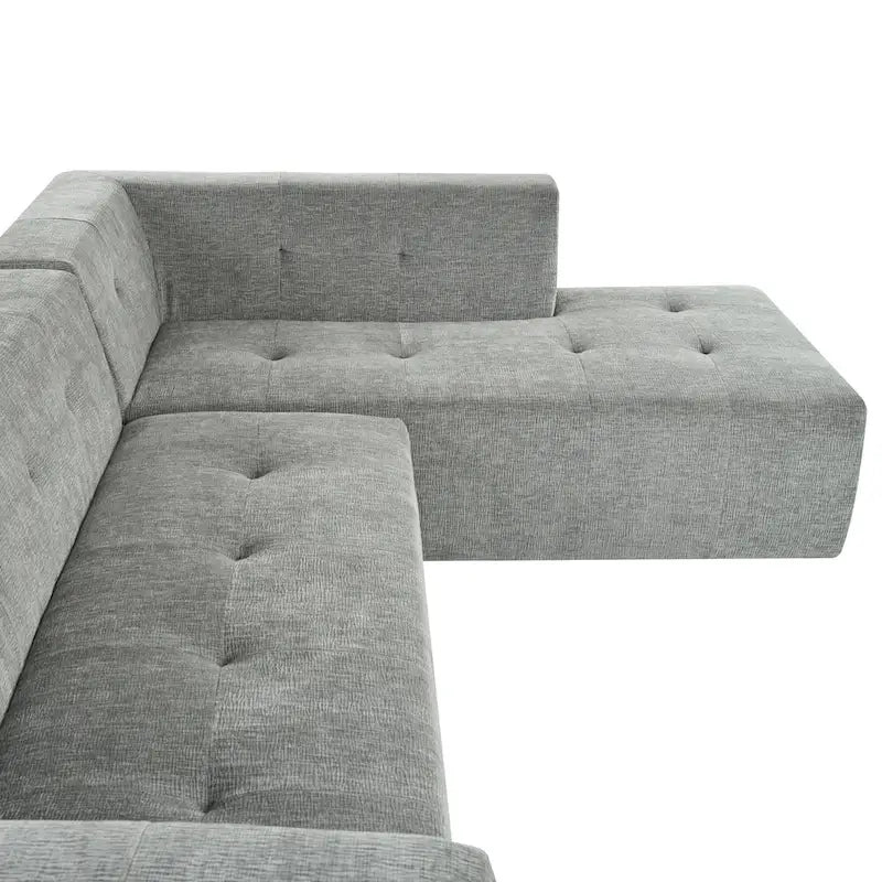112.2  Chenille Modular L-Shaped Sofa Bed with Free Combination Design and No-Assembly Required