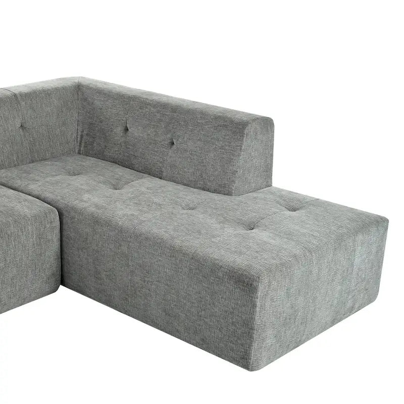 112.2  Chenille Modular L-Shaped Sofa Bed with Free Combination Design and No-Assembly Required