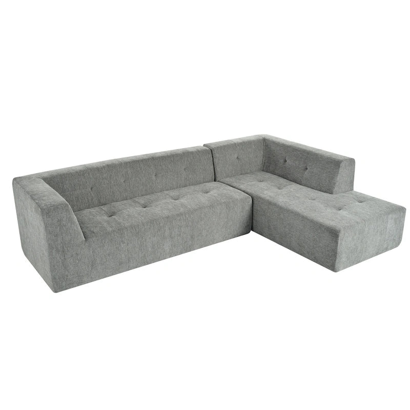 112.2  Chenille Modular L-Shaped Sofa Bed with Free Combination Design and No-Assembly Required