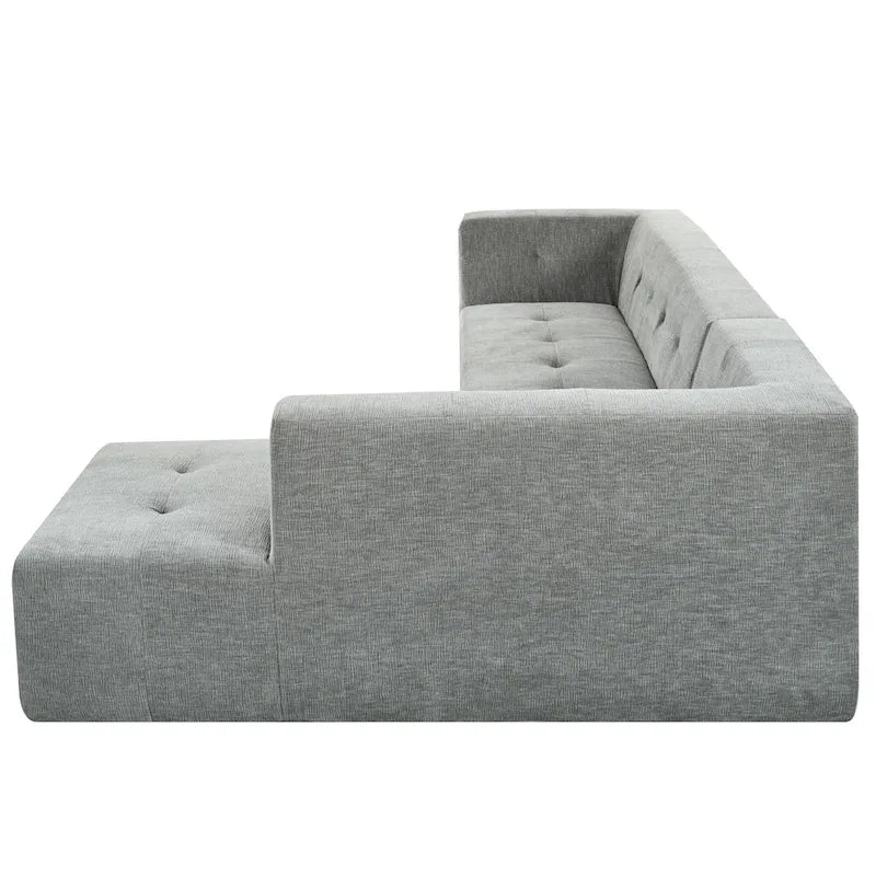 112.2  Chenille Modular L-Shaped Sofa Bed with Free Combination Design and No-Assembly Required