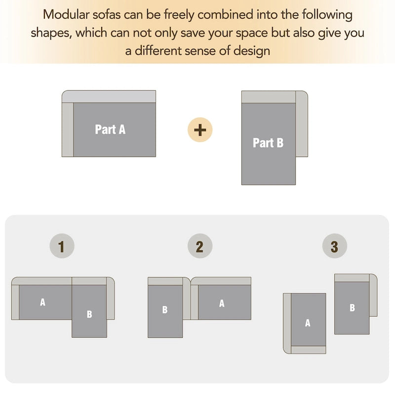 112.2  Chenille Modular L-Shaped Sofa Bed with Free Combination Design and No-Assembly Required