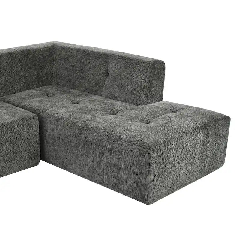 112.2  Chenille Modular L-Shaped Sofa Bed with Free Combination Design and No-Assembly Required