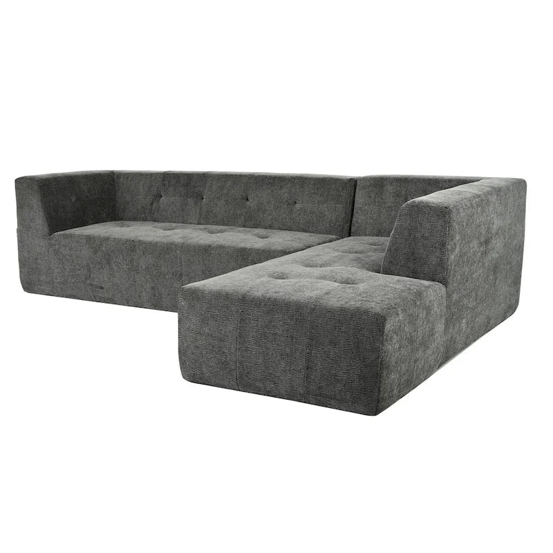 112.2  Chenille Modular L-Shaped Sofa Bed with Free Combination Design and No-Assembly Required