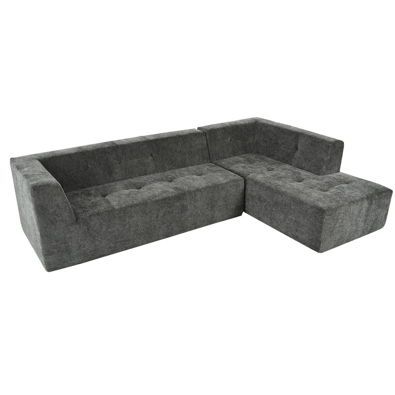 112.2  Chenille Modular L-Shaped Sofa Bed with Free Combination Design and No-Assembly Required