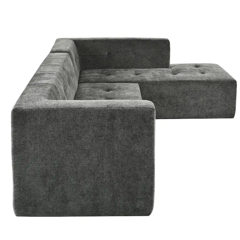 112.2  Chenille Modular L-Shaped Sofa Bed with Free Combination Design and No-Assembly Required