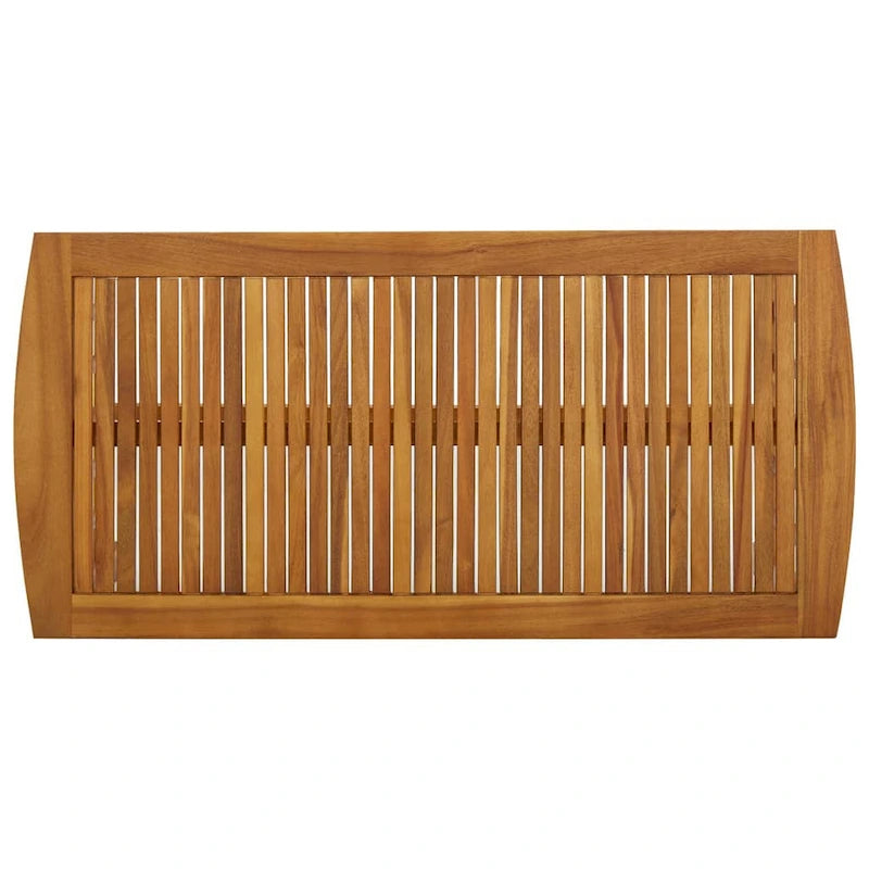 Mia Coffee Table, Brown Acacia Wood, Slatted Rectangular 40 Inch