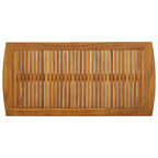 Mia Coffee Table, Brown Acacia Wood, Slatted Rectangular 40 Inch