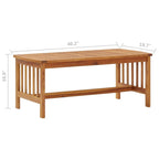 Mia Coffee Table, Brown Acacia Wood, Slatted Rectangular 40 Inch
