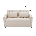 Roomfitters Convertible Loveseat Sofa Bed with USB Ports, Side Pockets, Cup Holders, and Swivel Phone Holder for Living Room