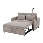 Roomfitters Convertible Loveseat Sofa Bed with USB Ports, Side Pockets, Cup Holders, and Swivel Phone Holder for Living Room