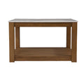 30  Contemporary Wooden Coffee Table with Faux Marble Top and Storage Shelves for Living Room - 18.25  H x 30  W x 30  D