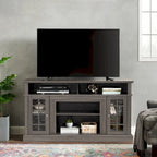 Classic American TV Stand with 4 Storage Shelf and 2 Storage Cabinet for Family Living Room or Office