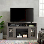Classic American TV Stand with 4 Storage Shelf and 2 Storage Cabinet for Family Living Room or Office