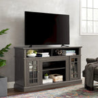 Classic American TV Stand with 4 Storage Shelf and 2 Storage Cabinet for Family Living Room or Office
