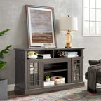 Classic American TV Stand with 4 Storage Shelf and 2 Storage Cabinet for Family Living Room or Office