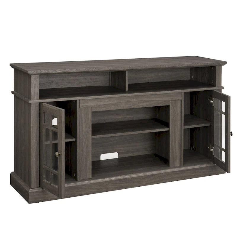 Classic American TV Stand with 4 Storage Shelf and 2 Storage Cabinet for Family Living Room or Office