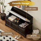 Retro Shoe Storage Bench with Safe Soft-Close Devices & Cushion