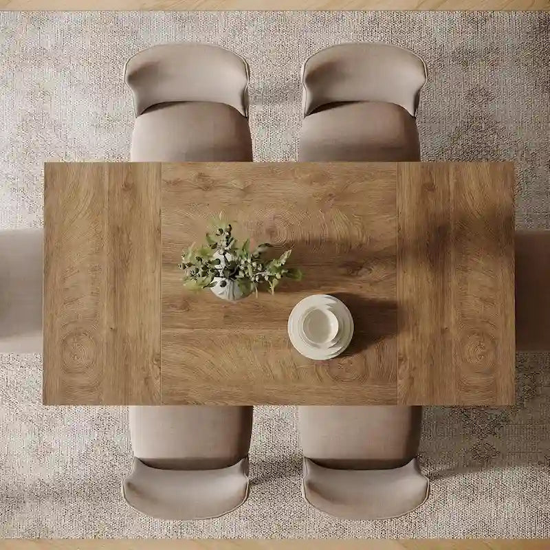55-Inch Dining Table for 4-6, Rectangular Dining Room Table with Sturdy Legs