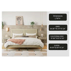 Solid Wood Platform King Bed With Rattan