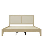 Solid Wood Platform King Bed With Rattan