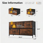 Modern 5-Drawer Chest of Drawers with Fabric Bin, Steel Frame, Wood Top for Bedroom, Entryway