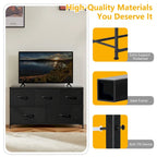 Modern 5-Drawer Chest of Drawers with Fabric Bin, Steel Frame, Wood Top for Bedroom, Entryway