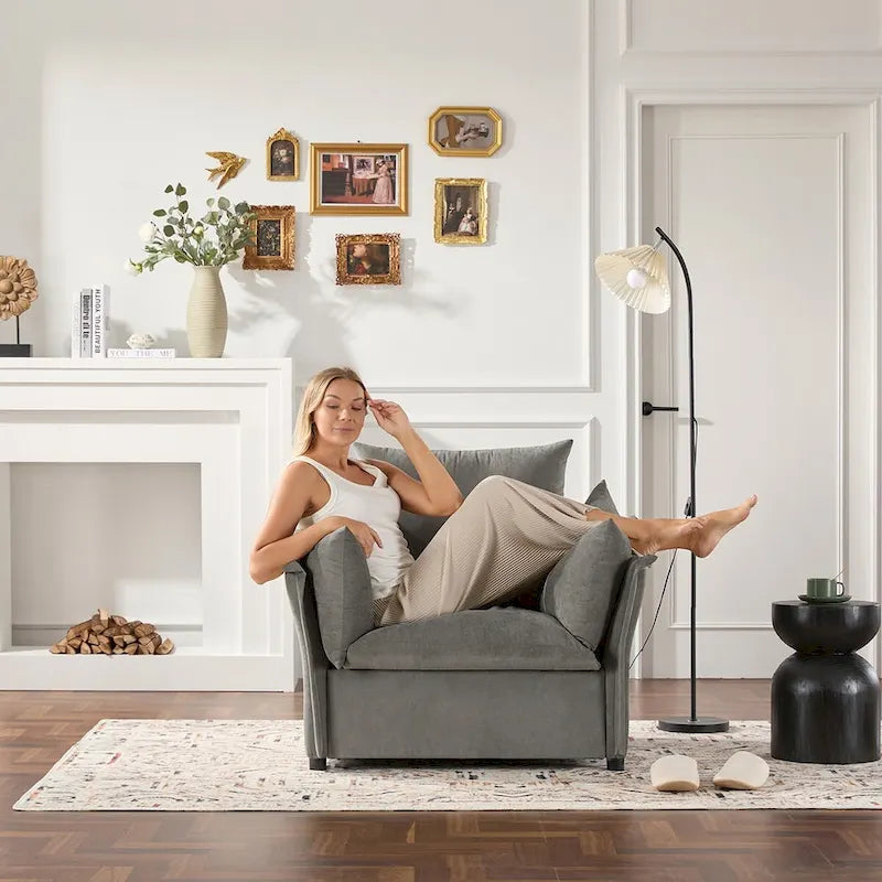 Oversized Chenille Lounge Armchair