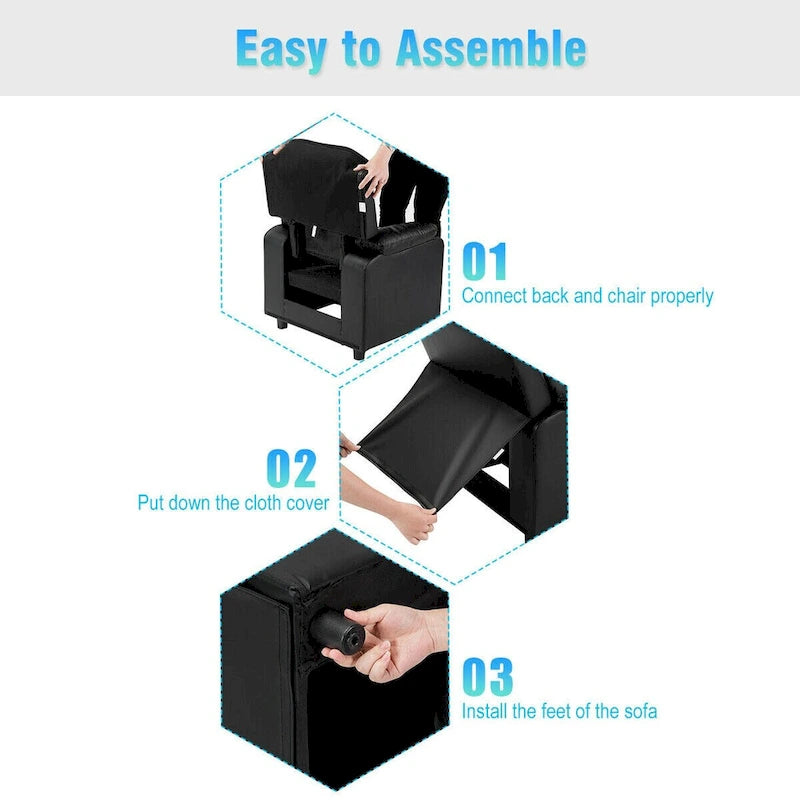 Gymax Deluxe Padded Kids Sofa Armchair Recliner Headrest Children w/ - See Details