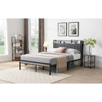 Full Size Metal Platform Bed with Upholstery Storage Function Headboard and Usb Liner