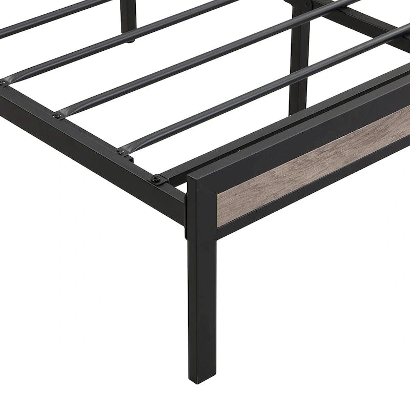 Full Size Metal Platform Bed with Upholstery Storage Function Headboard and Usb Liner