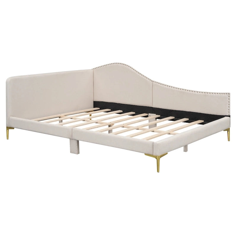 Modern Upholstered Daybed with Armrest and Headrest