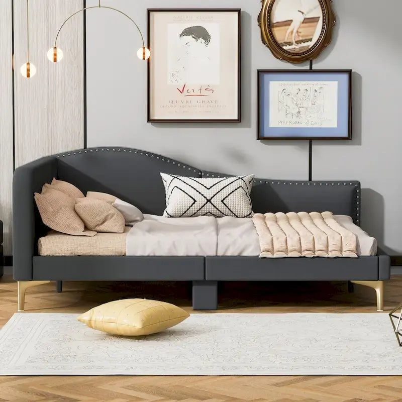 Modern Upholstered Daybed with Armrest and Headrest